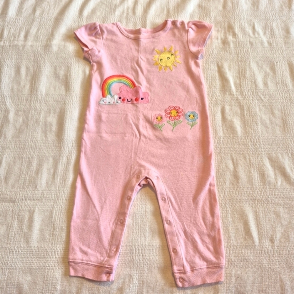 Gymboree girls size 12-18 months Newborn Essentials pink romper has tiny mark
